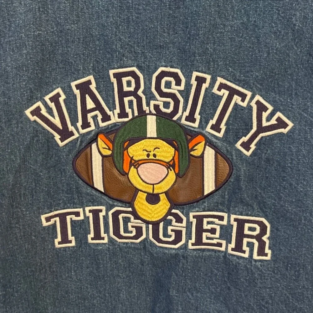 Vintage Disney Store Kids Varsity Jacket Size 10/12 Tigger Football 90s Y2K